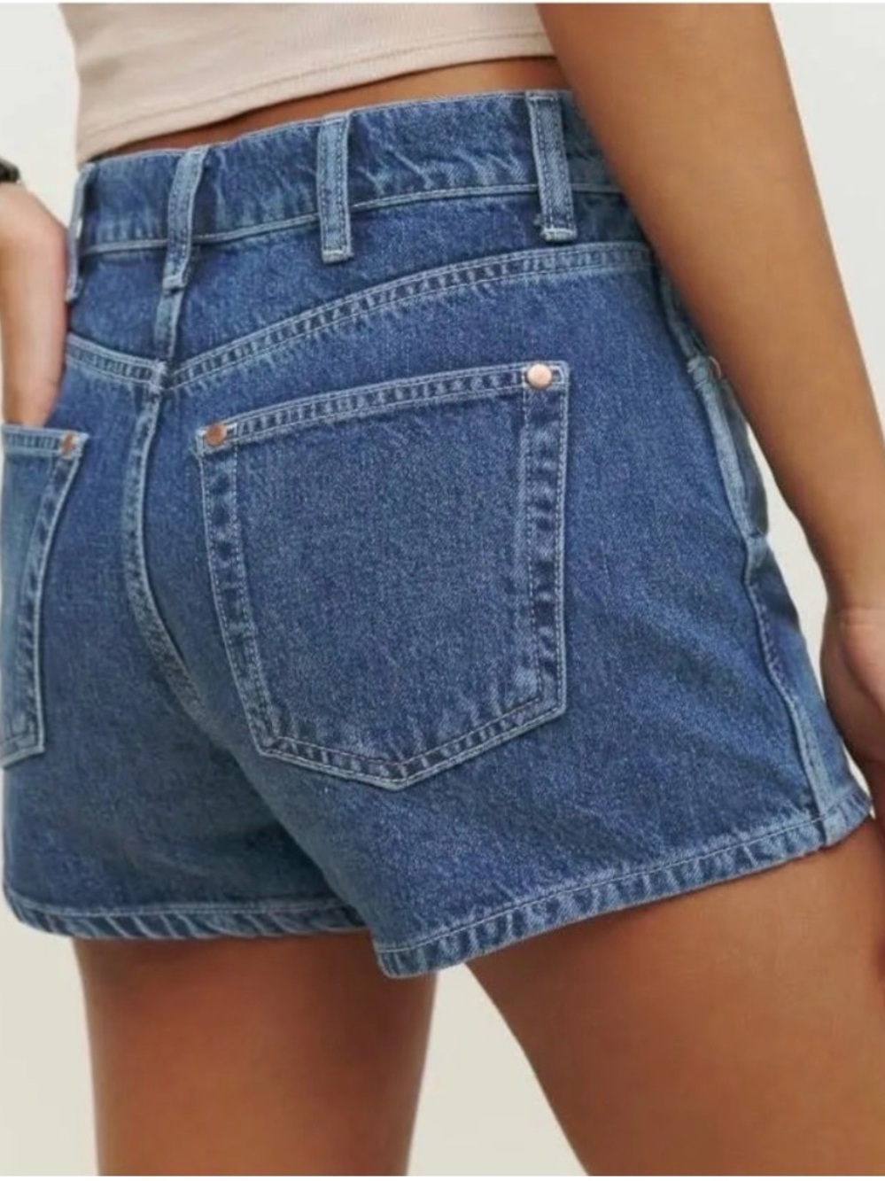 Reformation Blue High-Rise Denim Jean Shorts - Picture 2 of 4